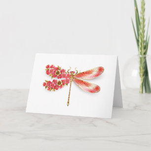 Flower dragonfly with jewelry sakura note card