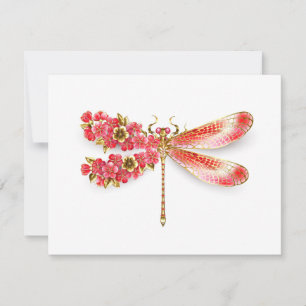 Flower dragonfly with jewelry sakura note card