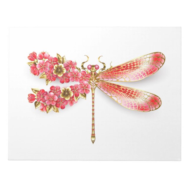Flower dragonfly with jewelry sakura notepad (Front)