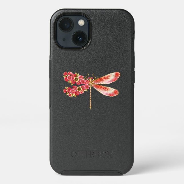 Flower dragonfly with jewelry sakura otterbox iPhone case (Back)