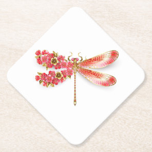 Flower dragonfly with jewelry sakura paper coaster