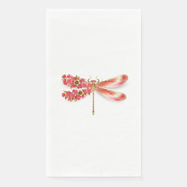 Flower dragonfly with jewelry sakura paper guest towels (Front)