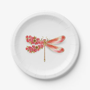 Flower dragonfly with jewelry sakura paper plates