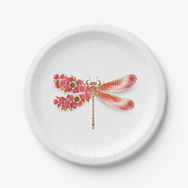 Flower dragonfly with jewelry sakura paper plates (Front)