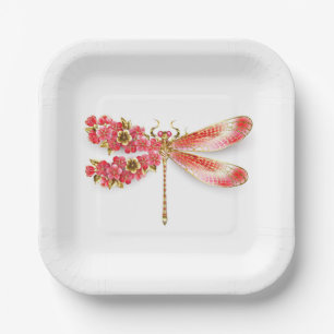 Flower dragonfly with jewelry sakura paper plates