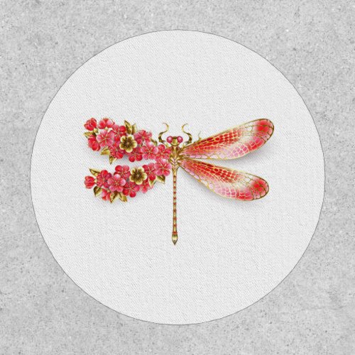 Flower dragonfly with jewelry sakura patch