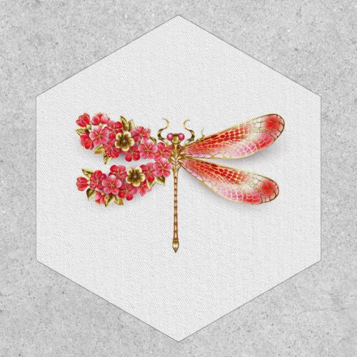 Flower dragonfly with jewelry sakura patch