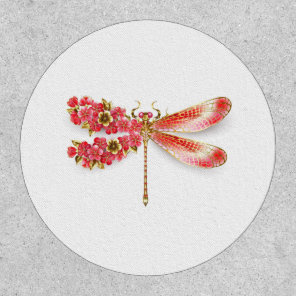 Flower dragonfly with jewelry sakura patch