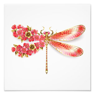 Flower dragonfly with jewelry sakura photo print