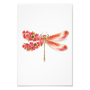 Flower dragonfly with jewelry sakura photo print