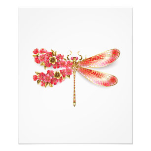 Flower dragonfly with jewelry sakura photo print