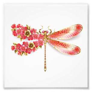 Flower dragonfly with jewelry sakura photo print