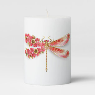 Flower dragonfly with jewelry sakura pillar candle