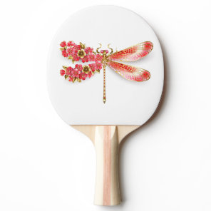 Flower dragonfly with jewelry sakura ping pong paddle
