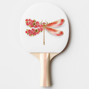 Flower dragonfly with jewelry sakura ping pong paddle