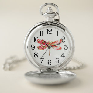 Flower dragonfly with jewelry sakura pocket watch
