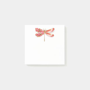 Flower dragonfly with jewelry sakura post-it notes