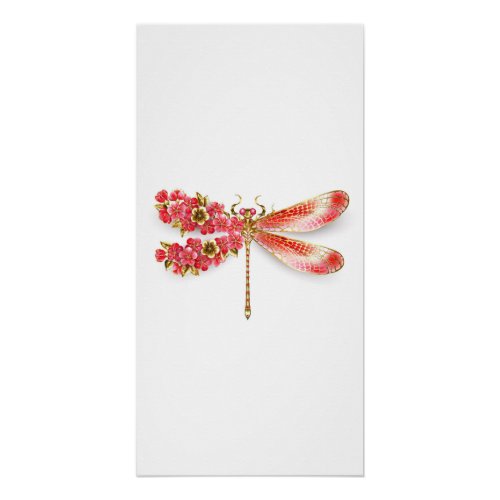 Flower dragonfly with jewelry sakura poster