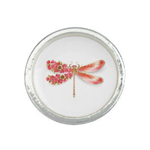 Flower dragonfly with jewelry sakura ring
