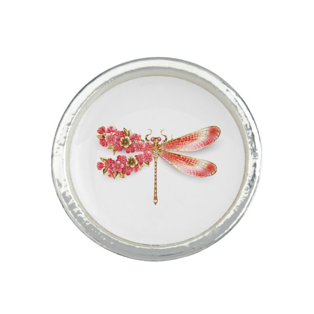Flower dragonfly with jewelry sakura ring (Front)
