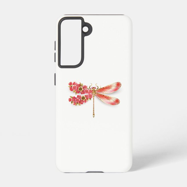 Flower dragonfly with jewelry sakura samsung galaxy case (Back)