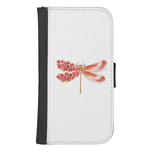 Flower dragonfly with jewelry sakura galaxy s4 wallet case