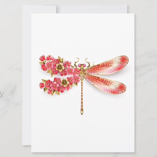 Flower dragonfly with jewelry sakura save the date (Front)