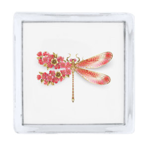 Flower dragonfly with jewelry sakura silver finish lapel pin