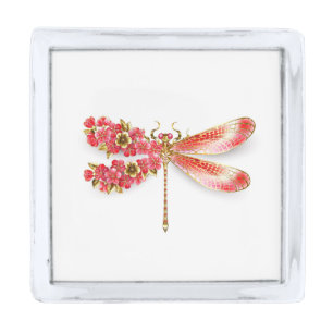 Flower dragonfly with jewelry sakura silver finish lapel pin