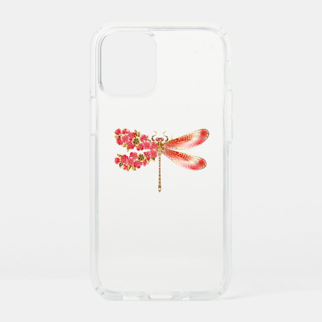 Flower dragonfly with jewelry sakura speck iPhone 12 mini case (Front)