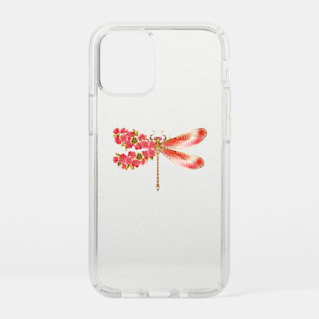 Flower dragonfly with jewelry sakura speck iPhone 12 mini case (Front)