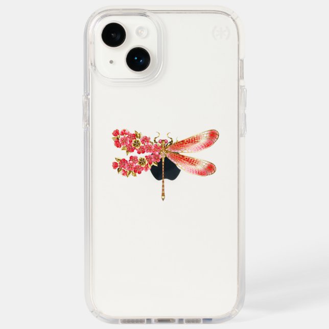 Flower dragonfly with jewelry sakura speck iPhone case (Front)