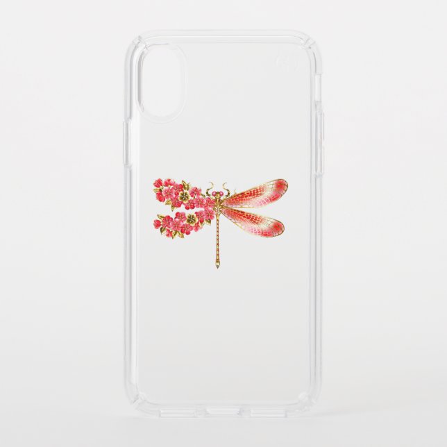 Flower dragonfly with jewelry sakura speck iPhone x case (Front)