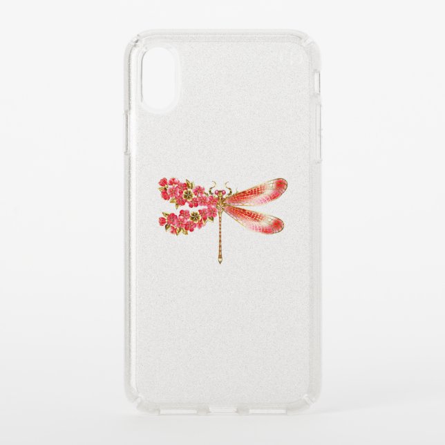 Flower dragonfly with jewelry sakura speck iPhone XS max case (Front)