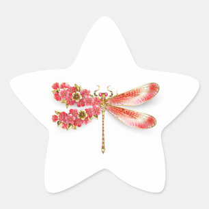Flower dragonfly with jewelry sakura star sticker