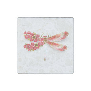 Flower dragonfly with jewelry sakura stone magnet