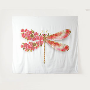 Flower dragonfly with jewelry sakura tapestry