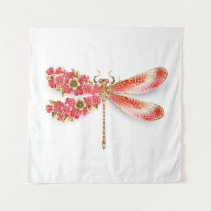 Flower dragonfly with jewelry sakura tapestry