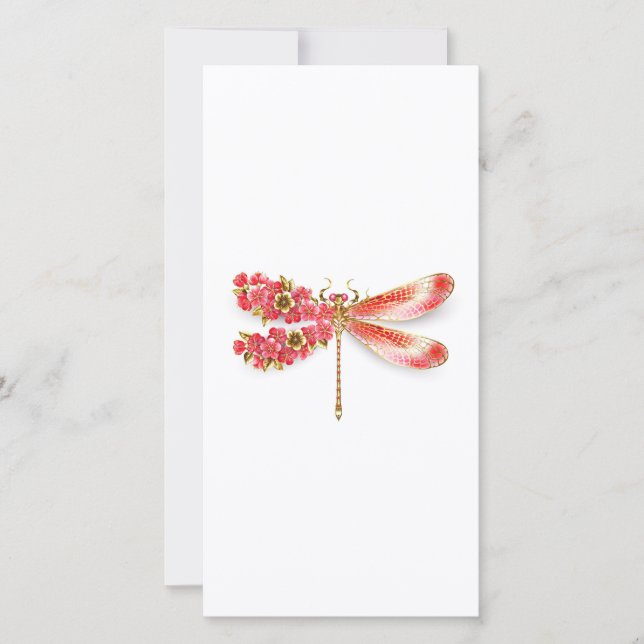 Flower dragonfly with jewelry sakura thank you card (Front)