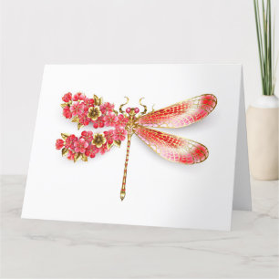 Flower dragonfly with jewelry sakura thank you card