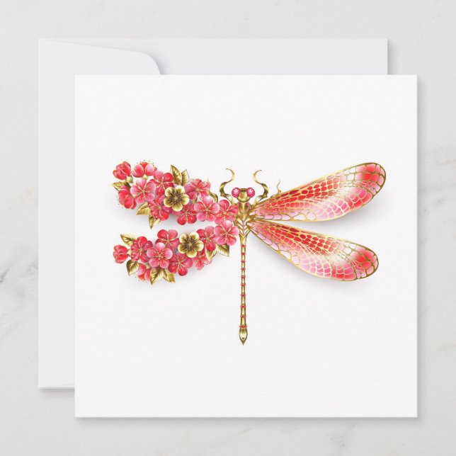 Flower dragonfly with jewelry sakura thank you card (Front)