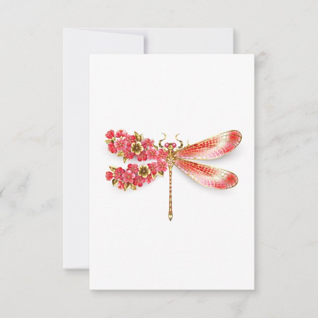 Flower dragonfly with jewelry sakura thank you card (Front)