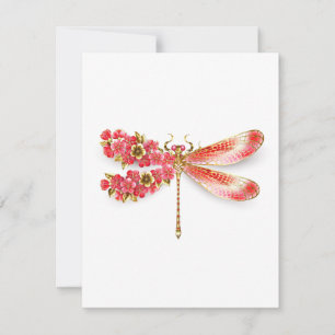 Flower dragonfly with jewelry sakura thank you card
