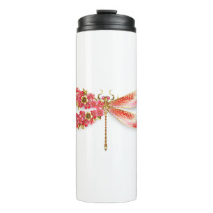 Flower dragonfly with jewelry sakura thermal tumbler