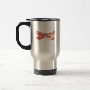 Flower dragonfly with jewelry sakura travel mug
