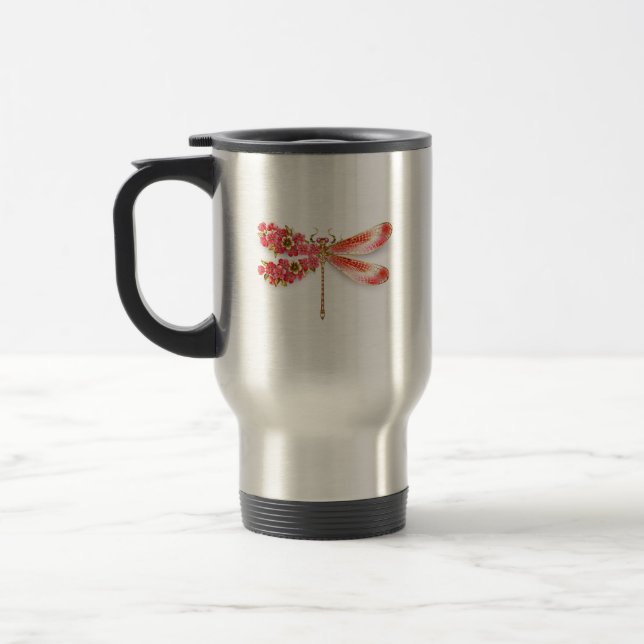 Flower dragonfly with jewelry sakura travel mug (Left)