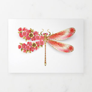 Flower dragonfly with jewelry sakura Tri-Fold card