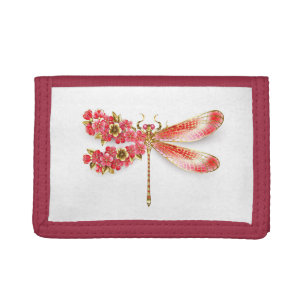 Flower dragonfly with jewelry sakura trifold wallet