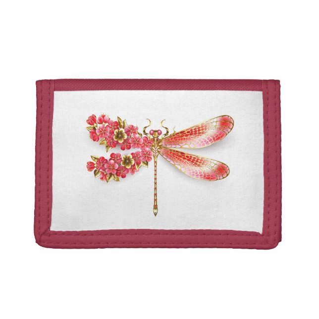 Flower dragonfly with jewelry sakura trifold wallet (Front)