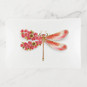 Flower dragonfly with jewelry sakura trinket tray
